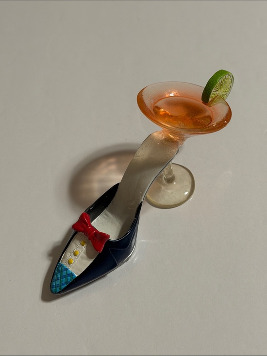 Other - Novelty Glass Blown High Heel Shoe Features a Martini Glass with Orange Cocktail